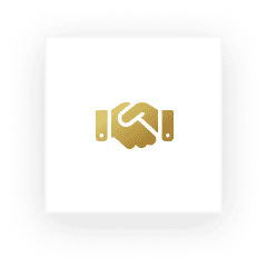 Here's an alt tag for the image: `Golden handshake symbol, partnership`