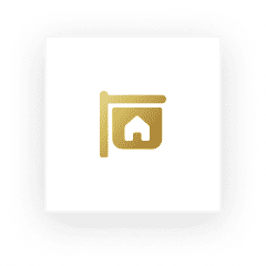 Here's an alt tag for the image: Gold house sign, for sale.