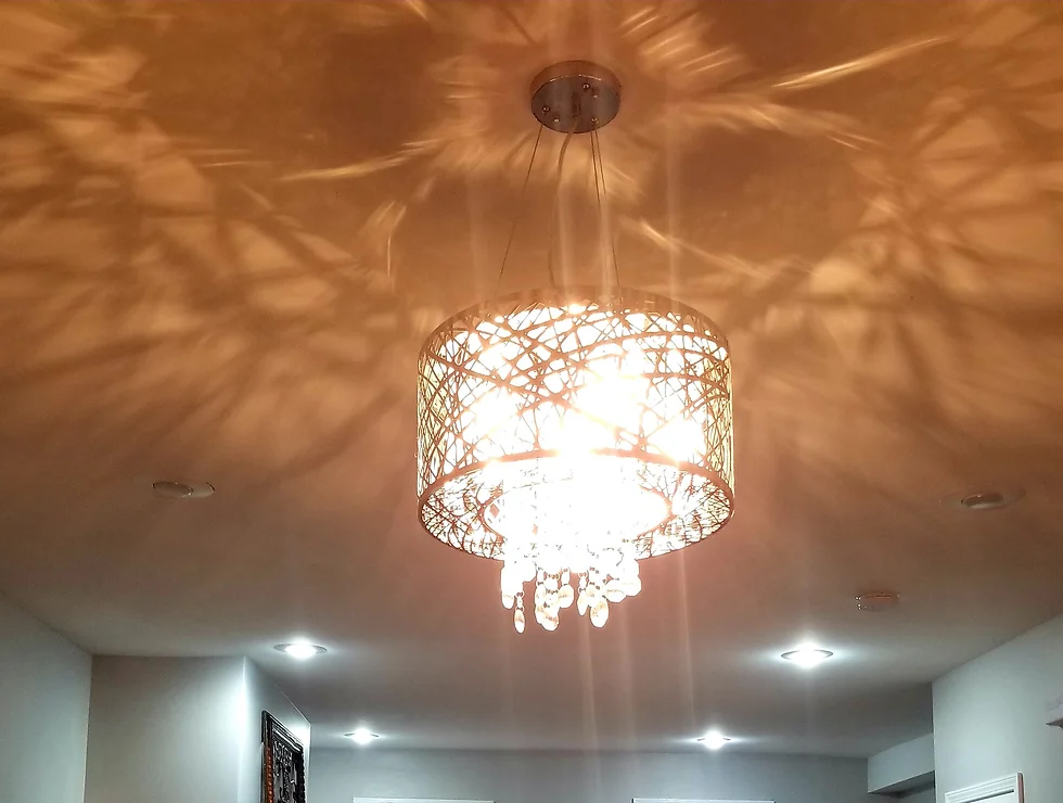 Here's an alt tag for the image: Woven drum pendant light fixture.